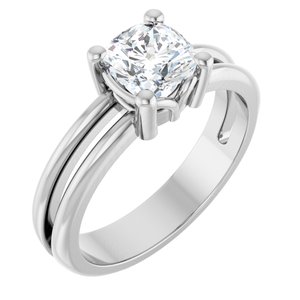 10K White Gold 6x6 mm Cushion Ring Mounting