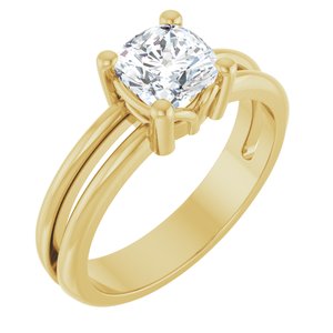 14K Yellow Gold 6x6 mm Cushion Ring Mounting