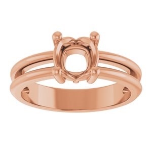 18K Rose Gold 6x6 mm Cushion Ring Mounting – image 6