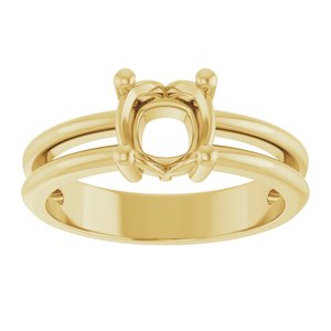 14K Yellow Gold 6x6 mm Cushion Ring Mounting – image 6
