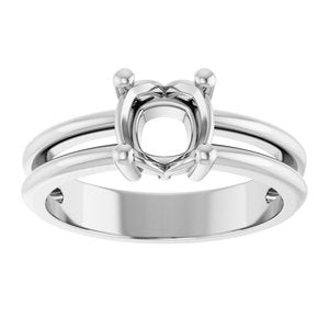 14K X1 White Gold 6x6 mm Cushion Ring Mounting – image 6