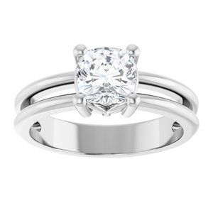 14K White Gold 6x6 mm Cushion Ring Mounting – image 5