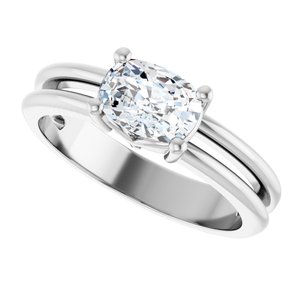 14K X1 White Gold 7x5 mm Elongated Cushion Ring Mounting – image 8