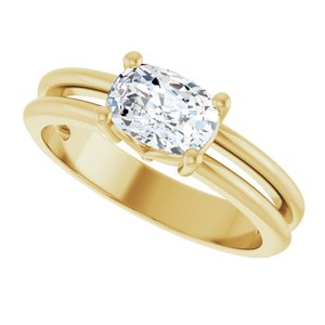 18K Yellow Gold 7x5 mm Elongated Cushion Ring Mounting – image 8
