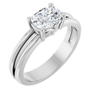 Platinum 7x5 mm Elongated Cushion Ring Mounting