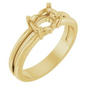 18K Yellow Gold 7x5 mm Elongated Cushion Ring Mounting – image 2