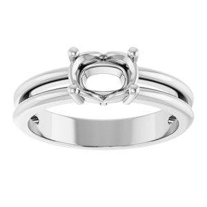 14K White Gold 7x5 mm Elongated Cushion Ring Mounting – image 6