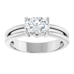 10K White Gold 7x5 mm Elongated Cushion Ring Mounting – image 5