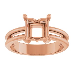 14K Rose Gold 6.5x6.5 mm Square Ring Mounting – image 6