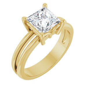 14K Yellow Gold 6.5x6.5 mm Square Ring Mounting