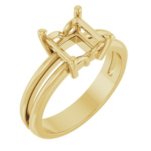 18K Yellow Gold 6.5x6.5 mm Square Ring Mounting – image 2
