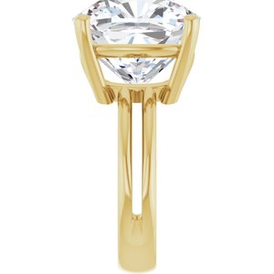 10K Yellow Gold 14x14 mm Cushion Ring Mounting – image 7