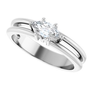 14K White Gold 7x3.5 mm Marquise Ring Mounting – image 8