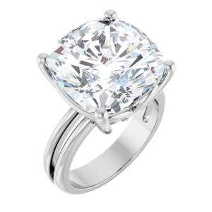 10K White Gold 14x14 mm Cushion Ring Mounting