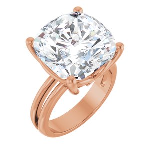 14K Rose Gold 14x14 mm Cushion Ring Mounting