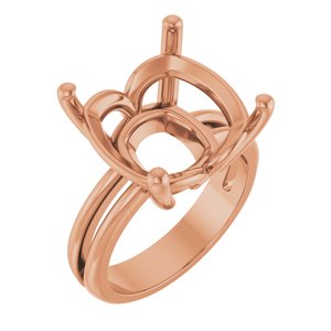 18K Rose Gold 14x14 mm Cushion Ring Mounting – image 2