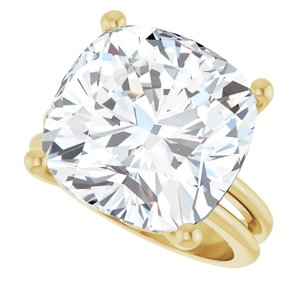 10K Yellow Gold 14x14 mm Cushion Ring Mounting – image 8
