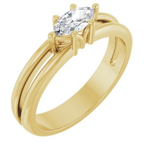 18K Yellow Gold 7x3.5 mm Marquise Ring Mounting