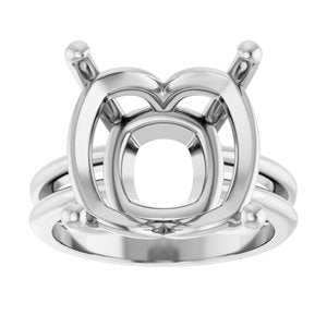 18K White Gold 14x14 mm Cushion Ring Mounting – image 6
