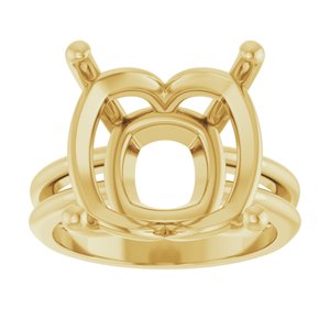 10K Yellow Gold 14x14 mm Cushion Ring Mounting – image 6