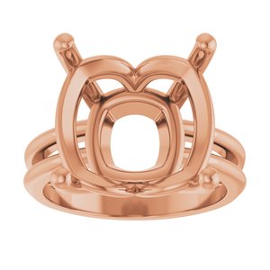 14K Rose Gold 14x14 mm Cushion Ring Mounting – image 6
