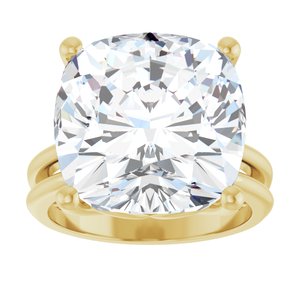 18K Yellow Gold 14x14 mm Cushion Ring Mounting – image 5