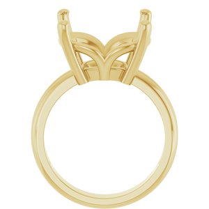 10K Yellow Gold 14x14 mm Cushion Ring Mounting – image 4
