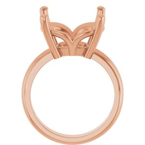 14K Rose Gold 14x14 mm Cushion Ring Mounting – image 4