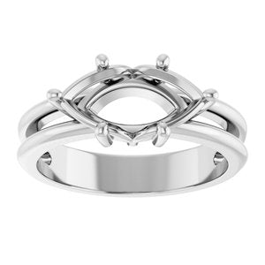 10K White Gold 12x6 mm Marquise Ring Mounting – image 6