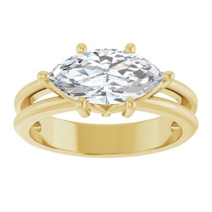 14K Yellow Gold 12x6 mm Marquise Ring Mounting – image 5