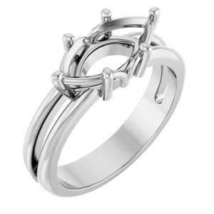 10K White Gold 12x6 mm Marquise Ring Mounting – image 2