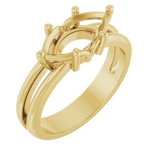 18K Yellow Gold 12x6 mm Marquise Ring Mounting – image 2