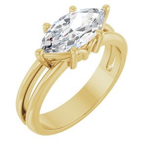 18K Yellow Gold 12x6 mm Marquise Ring Mounting
