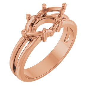 10K Rose Gold 12x6 mm Marquise Ring Mounting – image 2