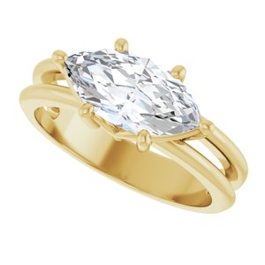 18K Yellow Gold 12x6 mm Marquise Ring Mounting – image 8