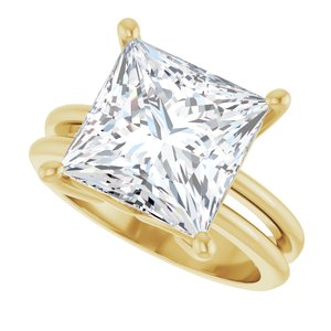 18K Yellow Gold 10x10 mm Square Ring Mounting – image 8