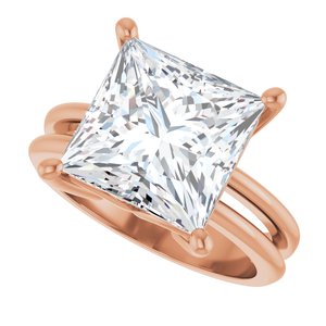 14K Rose Gold 10x10 mm Square Ring Mounting – image 8