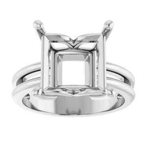10K White Gold 10x10 mm Square Ring Mounting – image 6