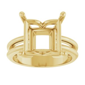 18K Yellow Gold 10x10 mm Square Ring Mounting – image 6