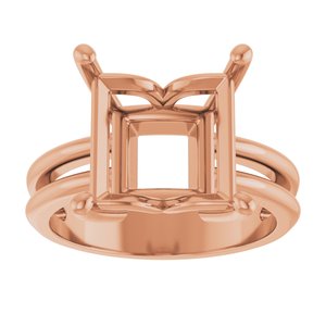 14K Rose Gold 10x10 mm Square Ring Mounting – image 6