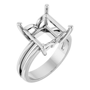 10K White Gold 10x10 mm Square Ring Mounting – image 2