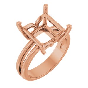 14K Rose Gold 10x10 mm Square Ring Mounting – image 2