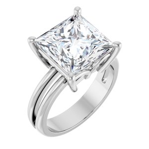 10K White Gold 10x10 mm Square Ring Mounting