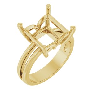 18K Yellow Gold 10x10 mm Square Ring Mounting – image 2