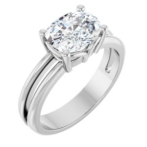 Platinum 8.5x6.5 mm Elongated Cushion Ring Mounting