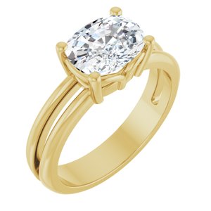 10K Yellow Gold 8.5x6.5 mm Elongated Cushion Ring Mounting