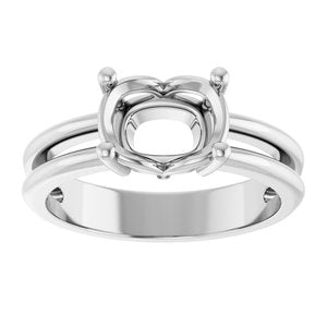 10K White Gold 8.5x6.5 mm Elongated Cushion Ring Mounting – image 6