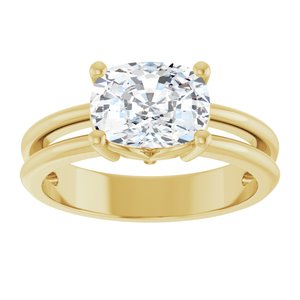 10K Yellow Gold 8.5x6.5 mm Elongated Cushion Ring Mounting – image 5