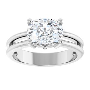 10K White Gold 8.5x6.5 mm Elongated Cushion Ring Mounting – image 5