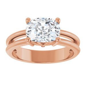 14K Rose Gold 8.5x6.5 mm Elongated Cushion Ring Mounting – image 5